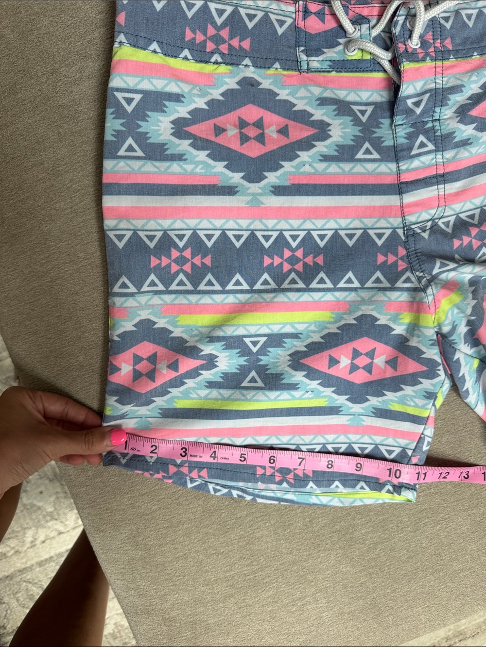 chubbies Aztec Swim Shorts in Blue, Pink, Neon Yellow - Picture 10 of 11
